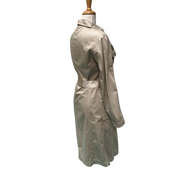 Prada Trench Coat Safari Jacket Sz 6 US Beige Cotton Lightweight Belted Auth. - Picture 5 of 16